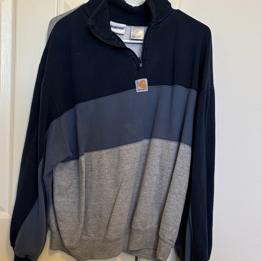 Carhartt Women’s Zip-Up Sweater - Navy and Gray
